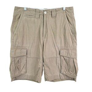 Mens Nautica Jeans Co. Brown Khaki Cargo Shorts 100% Cotton 11.5" Inseam Size 32